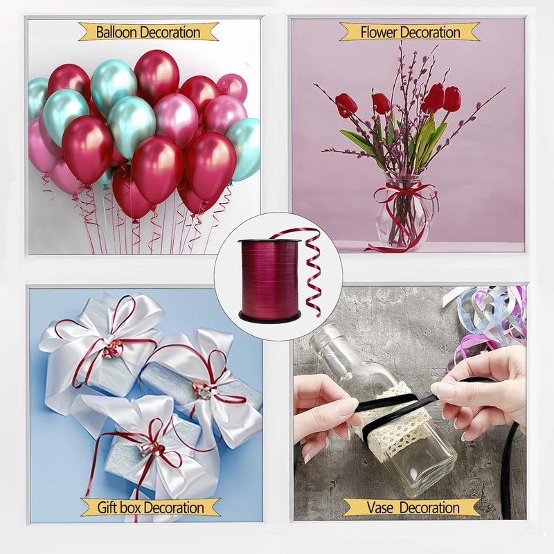 YCDMLJC 500 Yards Curling Ribbon,1/5 Inch Wine Red Ribbon,Balloon String, Party Decoration,Ribbons for Florist Flower Bows for Graduation Supplies - Image 4